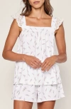 Petite Plume Clara Pajama Shorts Set In White