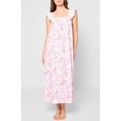 Petite Plume Clara Toile Pima Cotton Jersey Nightgown In Pink