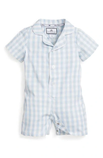 Petite Plume Babies'  Classic Gingham One-piece Pajamas In Blue