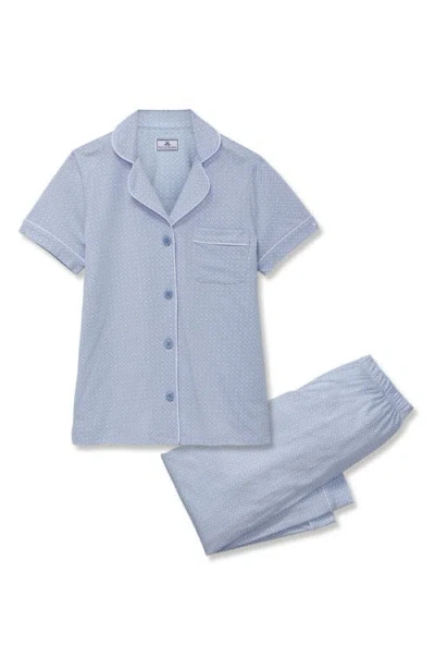Petite Plume Classic Lightweight Pima Cotton Crop Pajamas In Blue
