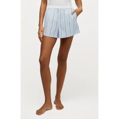Petite Plume Coastal Stripe Pajama Shorts In Blue
