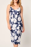 Petite Plume Cosette Mulberry Silk Nightgown In Navy