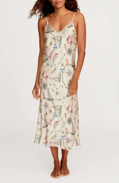 Petite Plume Cosette Regatta Royale Mulberry Silk Nightgown In White