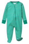 Petite Plume Cotton Fitted Footie In Green