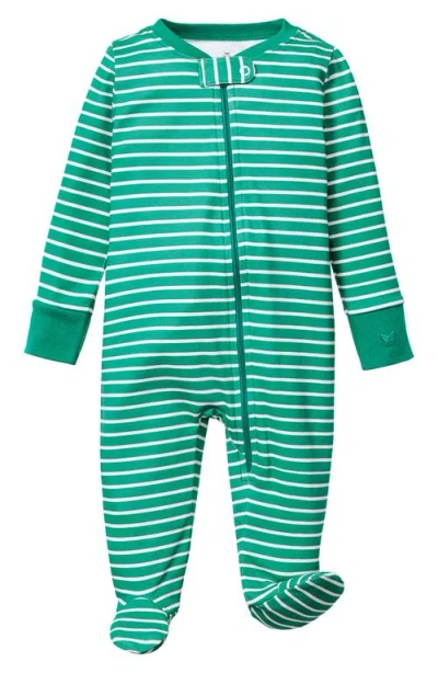 Petite Plume Kids'  Cotton Fitted Footie In Green