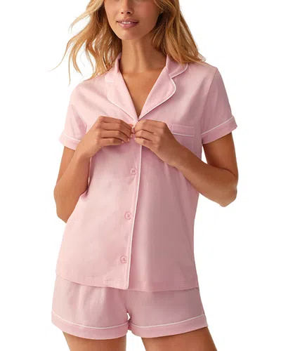 Petite Plume Cotton Lightweight Short Pajama Set In Pink