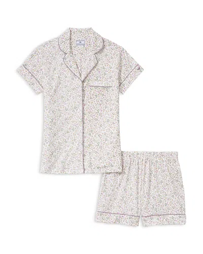 Petite Plume Cotton Printed Short Sleeve Pajama Set In Gray