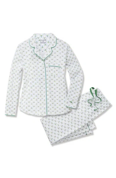 Petite Plume Cotton Twill Long Pajamas In Pattern
