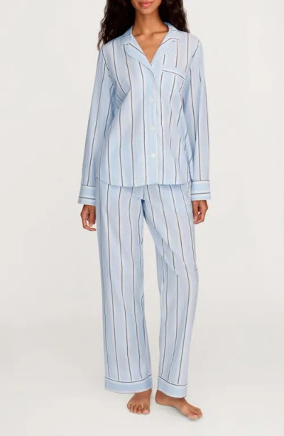 Petite Plume Cotton Twill Pajama Set In Blue