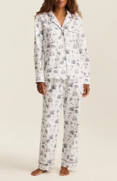 Petite Plume Cotton Twill Pajama Set In Brown