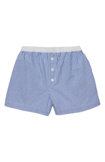 Petite Plume Cotton Twill Pajama Shorts In Blue