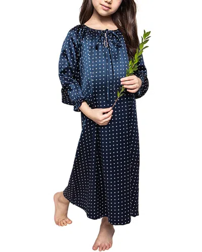Petite Plume Delphine Silk Nightgown In Blue