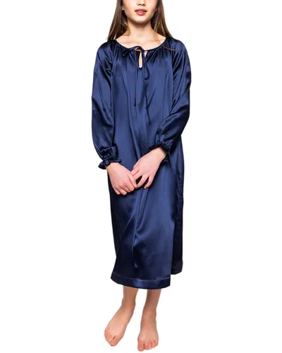 Petite Plume Delphine Silk Nightgown In Blue