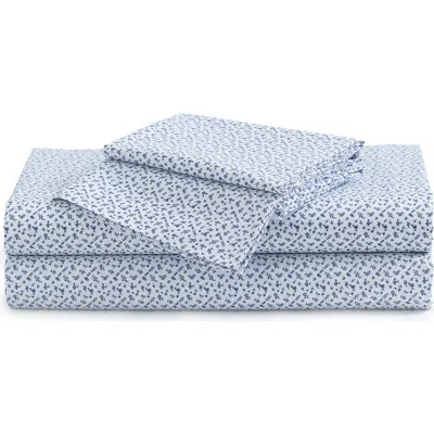 Petite Plume Ditsy Waltz 250 Thread Count Cotton Sheet Set In Blue
