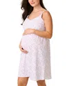 Petite Plume Luxe Floral Pima Cotton Maternity Nightgown In Pink