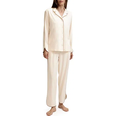 Petite Plume Featherweight Pima Cotton Pajamas In Neutral
