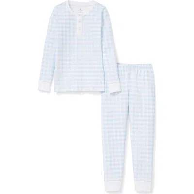 Petite Plume Babies'  Fitted Check Pajamas In Blue