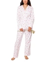 Petite Plume Flamingo Long Sleeve Pajama Set In White