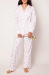 Petite Plume Flamingo Long Sleeve Pajama Set In White