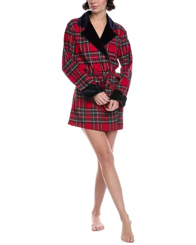Petite Plume Flannel Short Robe In Red