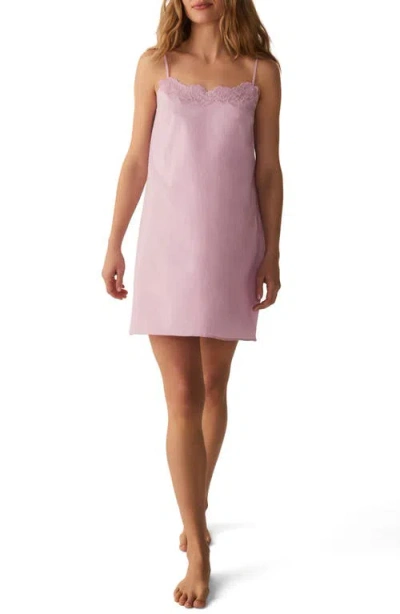 Petite Plume Fleur Cotton Voile Slip Nightgown In Lilac