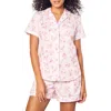 Petite Plume Floral Brushed Cotton Twill Short Pajamas In White
