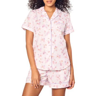 Petite Plume Floral Brushed Cotton Twill Short Pajamas In White