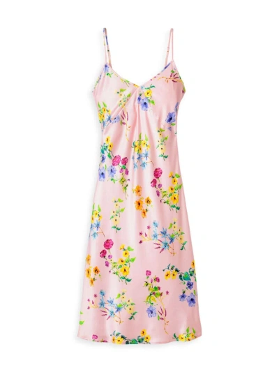 Petite Plume Kids' Floral Silk Cosette Nightgown In Blush