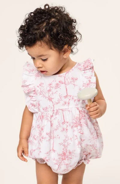 Petite Plume Babies'  Floral Twill Ruffled Romper In Pink