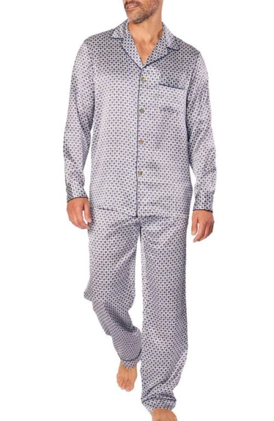 Petite Plume Foulard Print Mulberry Silk Pajamas In Navy