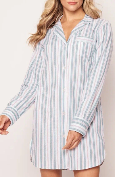 Petite Plume French Stripe Nightshirt In Blue