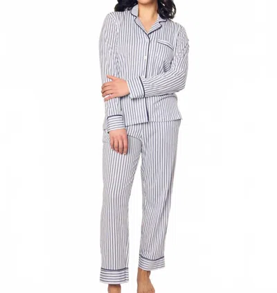Petite Plume French Ticking Pajama Set In French Navy In Blue