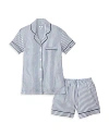 Petite Plume French Ticking Pima Pajama Shorts Set In Navy