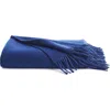 Petite Plume Fringe Wool & Cashmere Throw Blanket In Navy