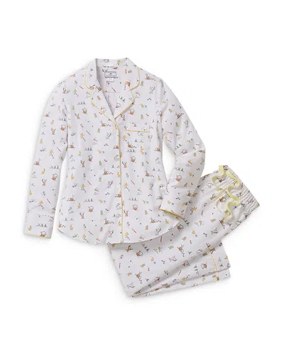 Petite Plume Frolic Woven Twill Classic Pajama Set In White
