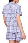 Petite Plume Gingham Brushed Cotton Twill Short Pajamas In Blue