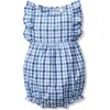 Petite Plume Gingham Check Bubble Romper In Blue