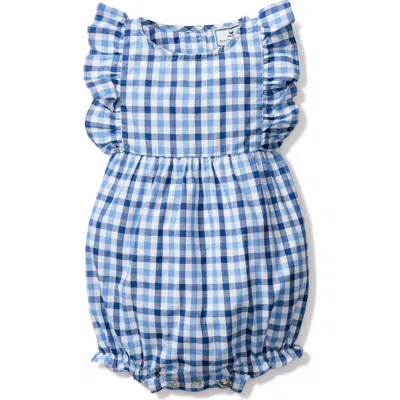 Petite Plume Babies'  Gingham Check Bubble Romper In Blue