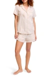Petite Plume Gingham Cotton Short Pajamas In Neutral
