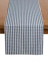 Petite Plume Gingham Cotton Table Runner In Blue