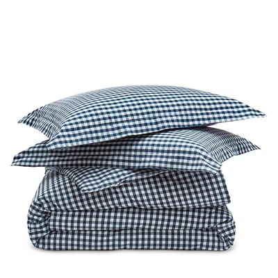 Petite Plume Gingham Duvet Set, Full/queen In Blue