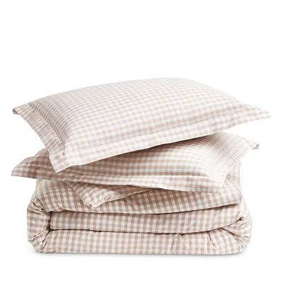 Petite Plume Gingham Duvet Set, King In Brown