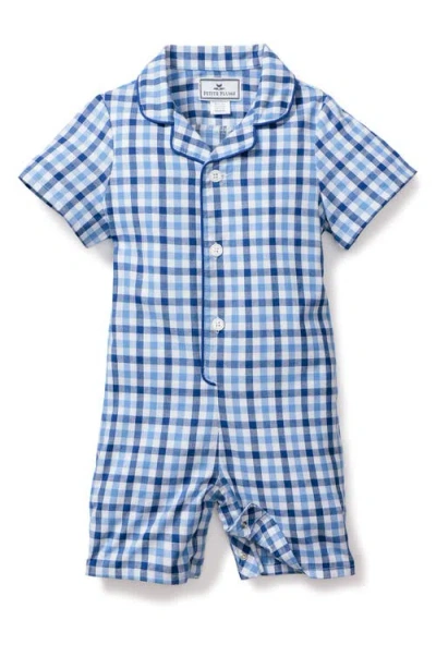 Petite Plume Babies'  Gingham Summer One-piece Romper Pajamas In Blue