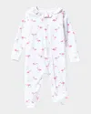 Petite Plume Flamingo Print Pima Cotton Footie In Flamingos