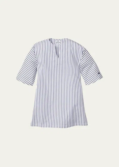 Petite Plume Kids' Girl's Striped Cotton-blend Caftan In Navy