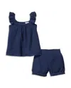 Petite Plume Girls' Amelie Shorts Set - Baby, Little Kid, Big Kid In Navy