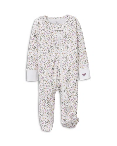 Petite Plume Girls' Meadow Bloom Cotton Footie Romper - Baby In Light Tan