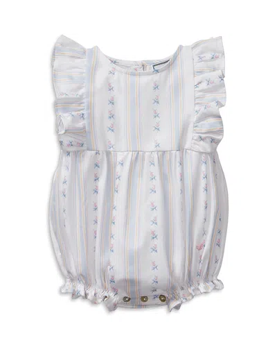 Petite Plume Kids' Girls' Ruffled Romper In Cottage Stripe - Baby In White