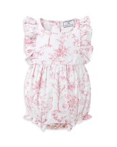 Petite Plume Girls' Timeless Toile Twill Ruffled Romper - Baby In White