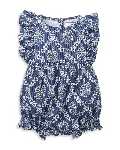 Petite Plume Girls' Twill Ruffled Romper - Baby In Navy
